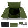 84.6*34.5*49.2in military green camping tent with tent storage bag and adjustable leg brackets with camp bed