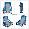 Low Folding Camping Chair, Portable Beach Chairs, Mesh Back Lounger For Outdoor Lawn Beach Camp Picnic